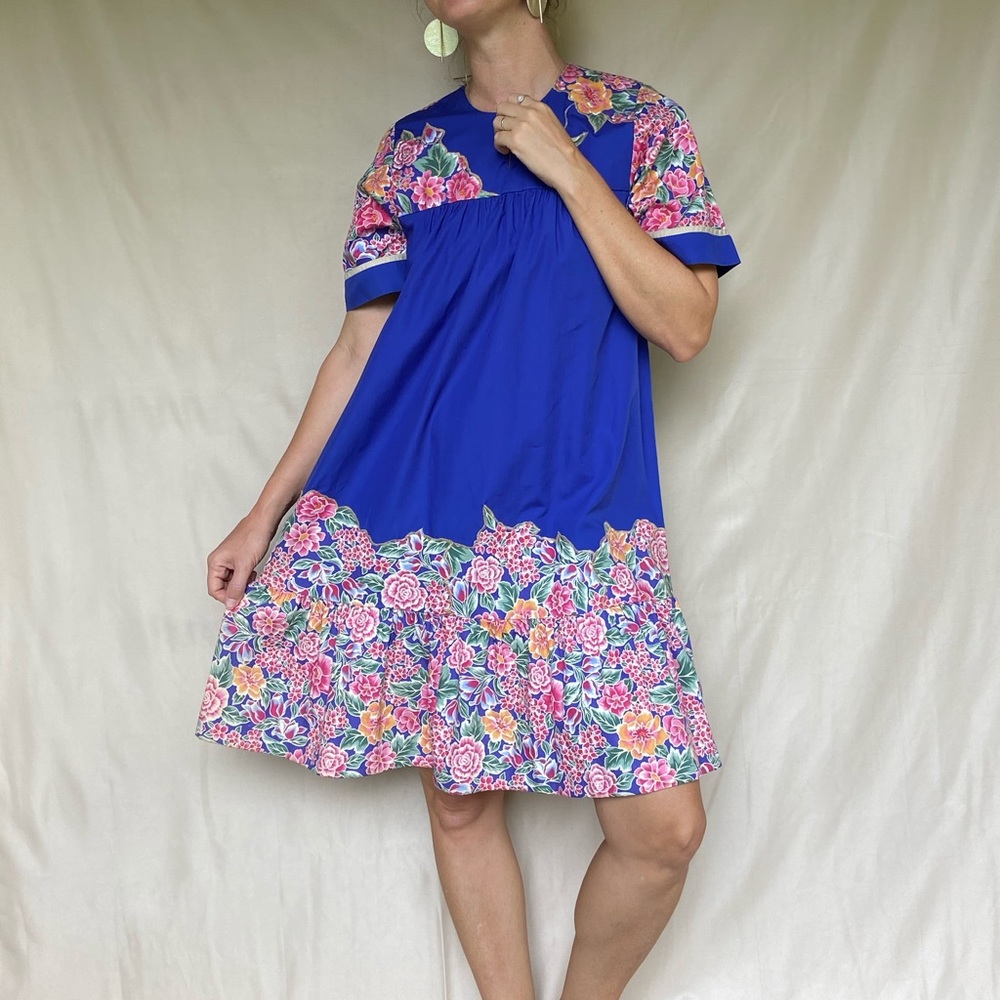 SOLD Vtg Floral and Happy Hawaiian Muumuu Dress